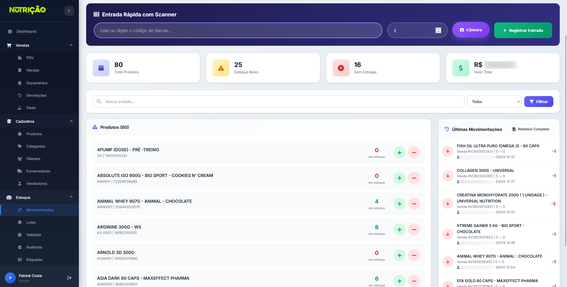Controle de estoque JotaERP